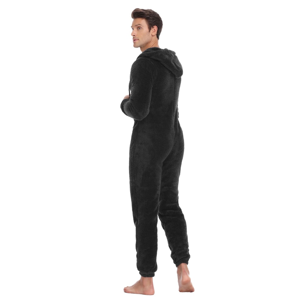 ArcticComfort Mens Fleece Onesie Cozy Hooded Pajama Jumpsuit For Ultimate Winter Warmth 4