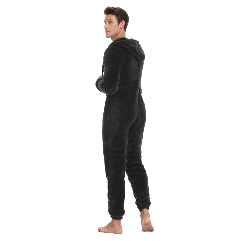 ArcticComfort Mens Fleece Onesie Cozy Hooded Pajama Jumpsuit For Ultimate Winter Warmth 4