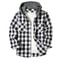 Mens Plaid Hooded Shirt Jacket Casual Flannel Button Down Hoodie With Double Pockets 2