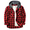 Mens Plaid Hooded Shirt Jacket Casual Flannel Button Down Hoodie With Double Pockets 5