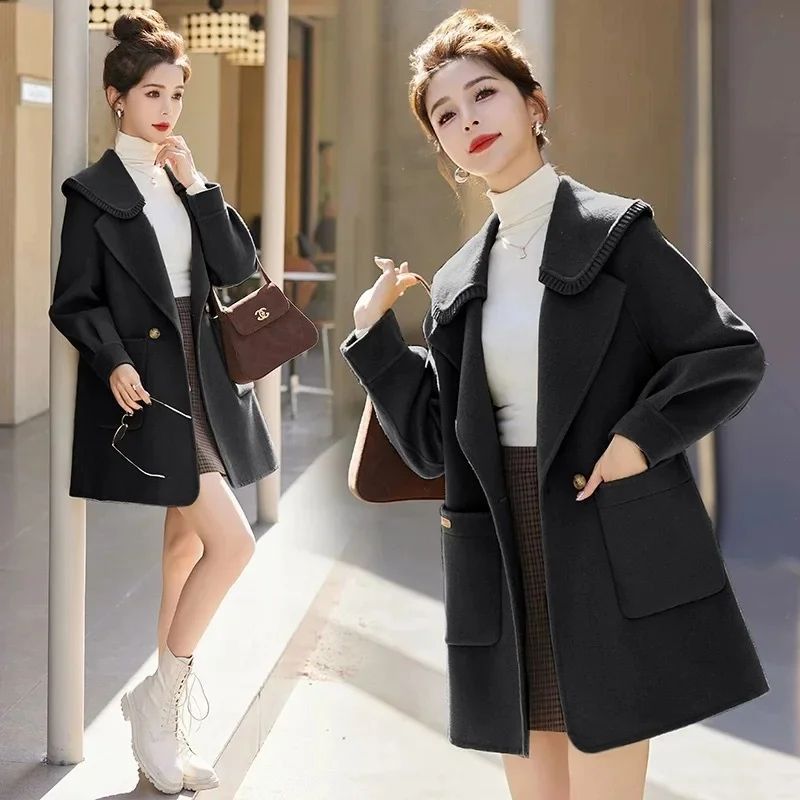 ChicFit Plus Size Wool Coat Stylish Short Woolen Coat For Women Cozy Autumn Winter Womens Coat 1