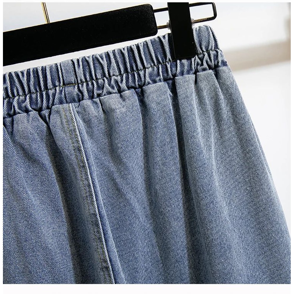 CurveEase Plus Size Harem Jeans High Elastic Waist Womens Stretch Denim Pants Korean Style 9