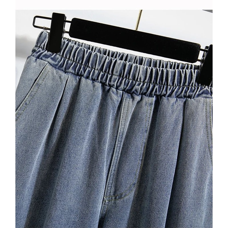 CurveEase Plus Size Harem Jeans High Elastic Waist Womens Stretch Denim Pants Korean Style 2