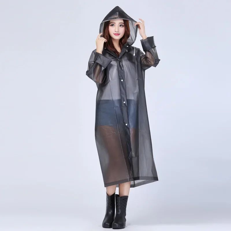Yellow Transparent Hooded Raincoat For Women Reusable Clear Rain Poncho 4