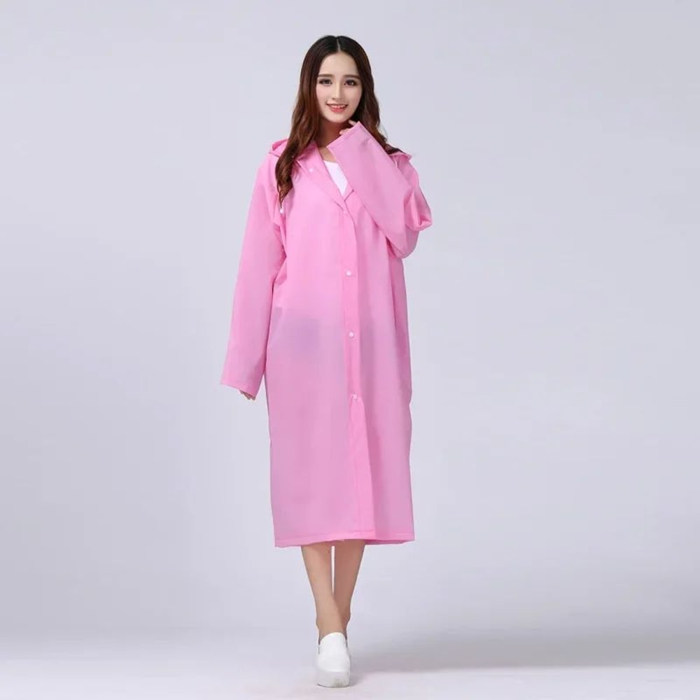 Yellow Transparent Hooded Raincoat For Women Reusable Clear Rain Poncho 5