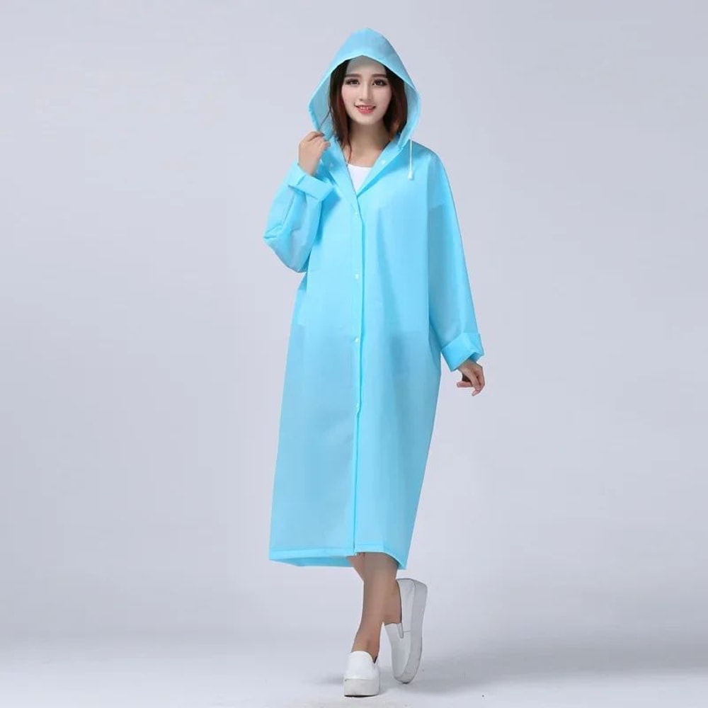 Yellow Transparent Hooded Raincoat For Women Reusable Clear Rain Poncho 6