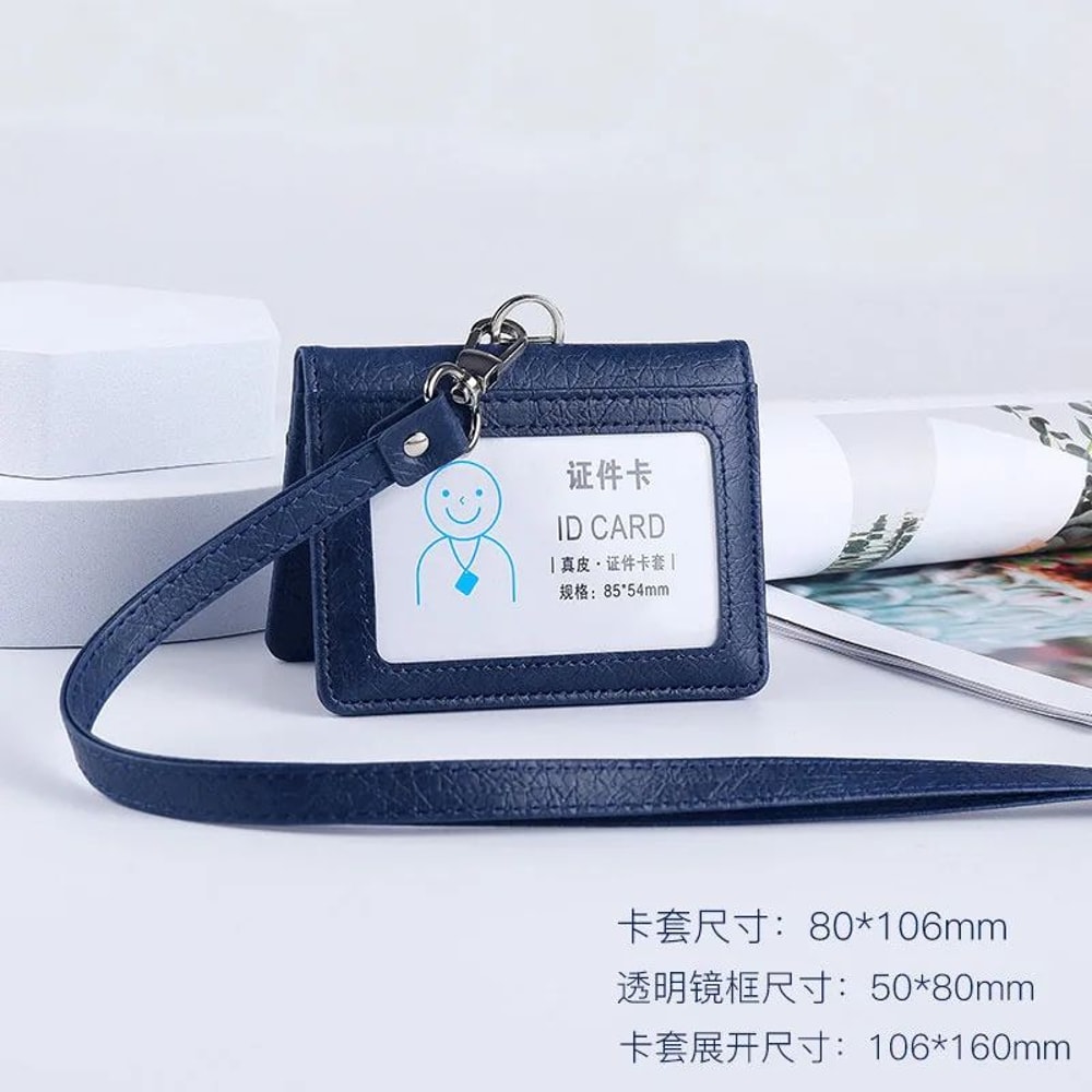 Premium Leather Credit Card Holder With Neck Lanyard Slim ID Card Holder Wallet For 5 Cards 9