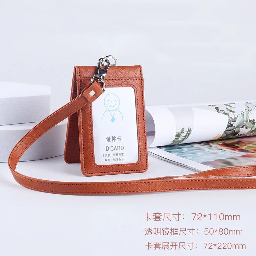 Premium Leather Credit Card Holder With Neck Lanyard Slim ID Card Holder Wallet For 5 Cards 10