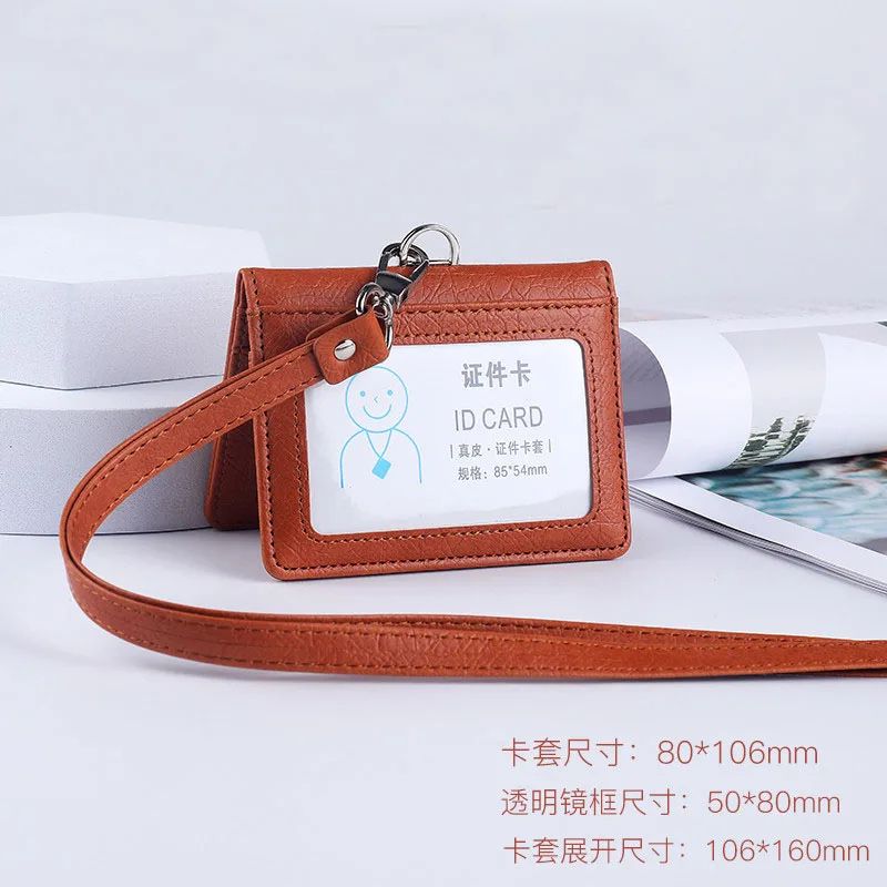 Premium Leather Credit Card Holder With Neck Lanyard Slim ID Card Holder Wallet For 5 Cards 11