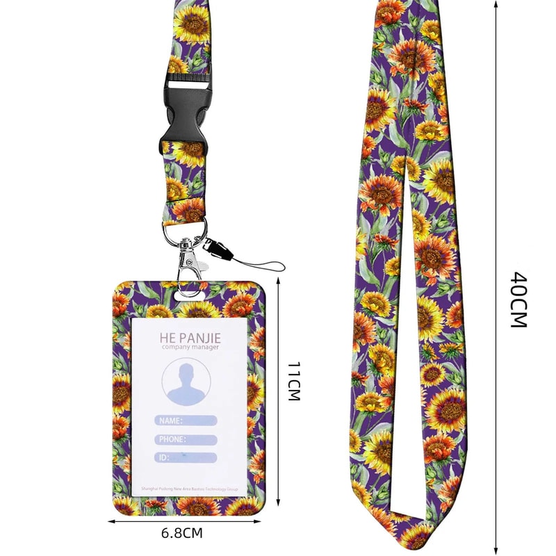 Floral Badge Holder With Lanyard And Retractable Reel For ID Cards Keys And Phone 1