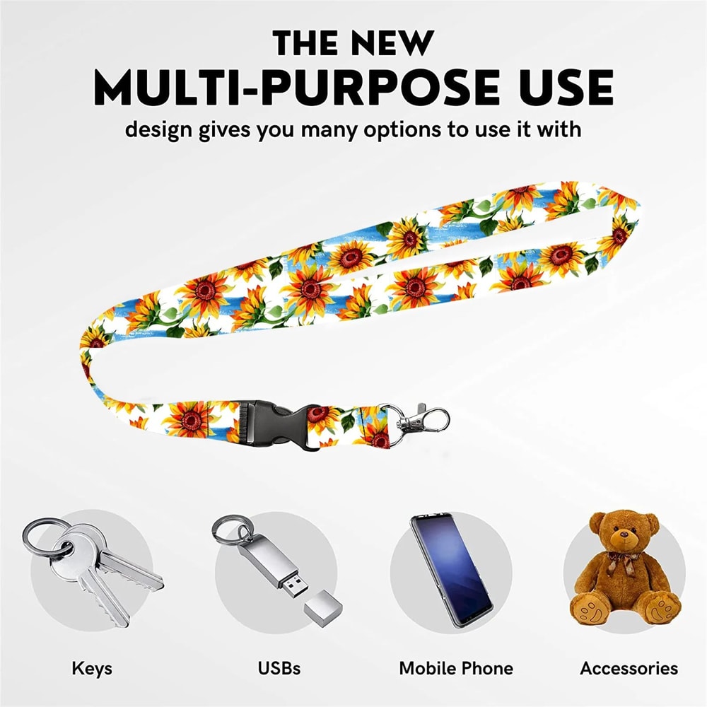 Floral Badge Holder With Lanyard And Retractable Reel For ID Cards Keys And Phone 2