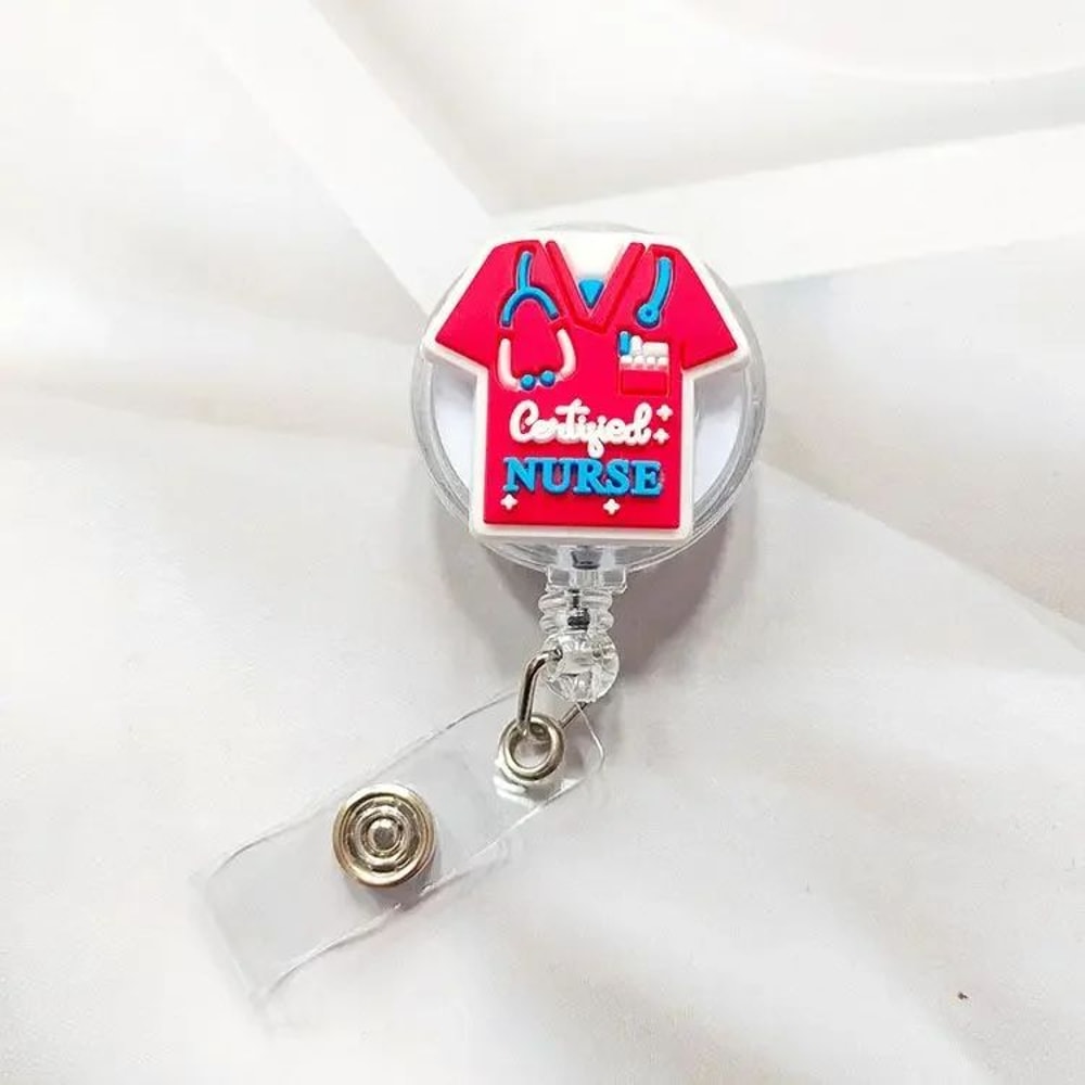 Cartoon Nurse Retractable Badge Reel ID Badge Holder For Doctors Students And Staff 6