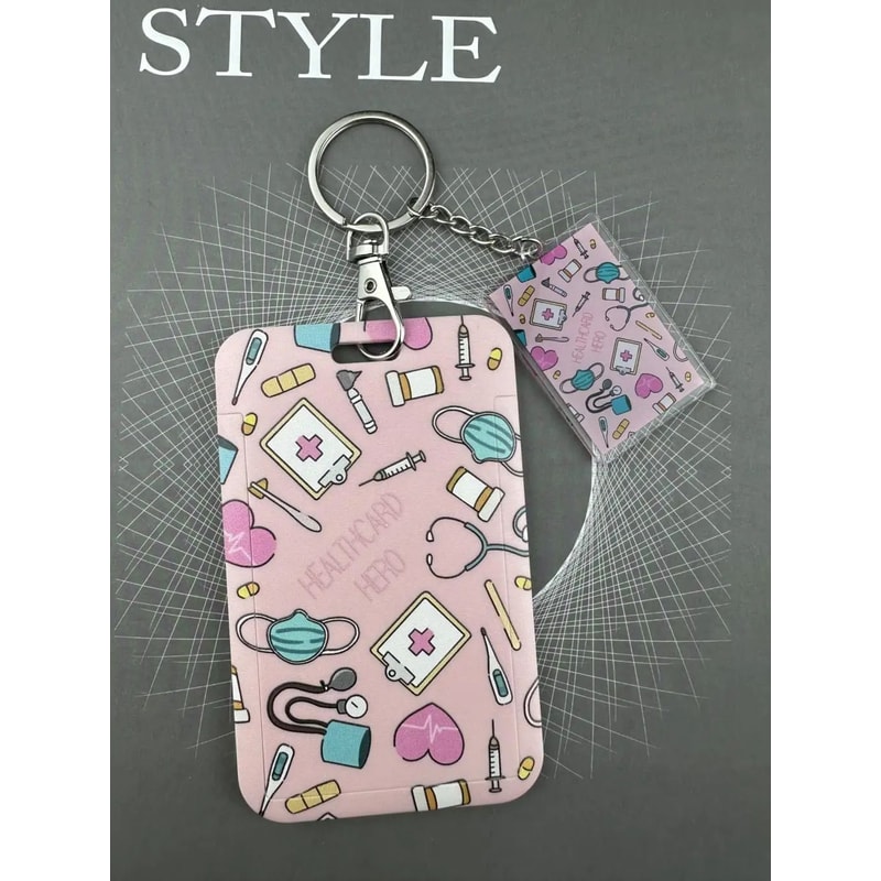 Pink Nurse Badge Holder Wallet With Lanyard For ID Cards Bank Cards And Business Cards 2