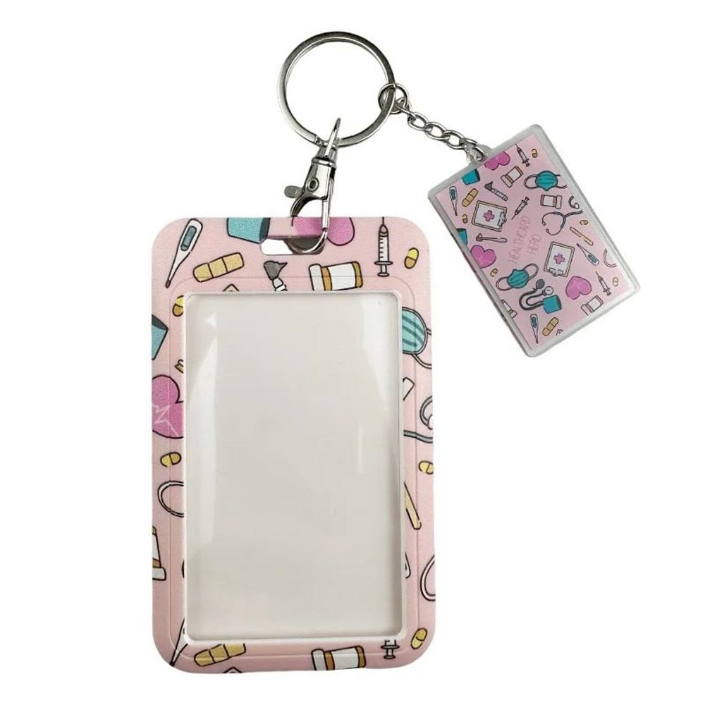 Pink Nurse Badge Holder Wallet With Lanyard For ID Cards Bank Cards And Business Cards 4