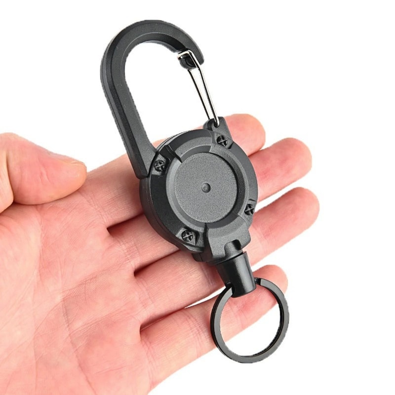 Heavy Duty Retractable Keychain With Steel Wire And Carabiner Clip 4
