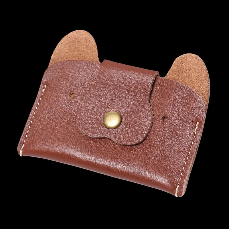 Top Grain Leather Puppy Wallet Card Holder For ID And Cash 9