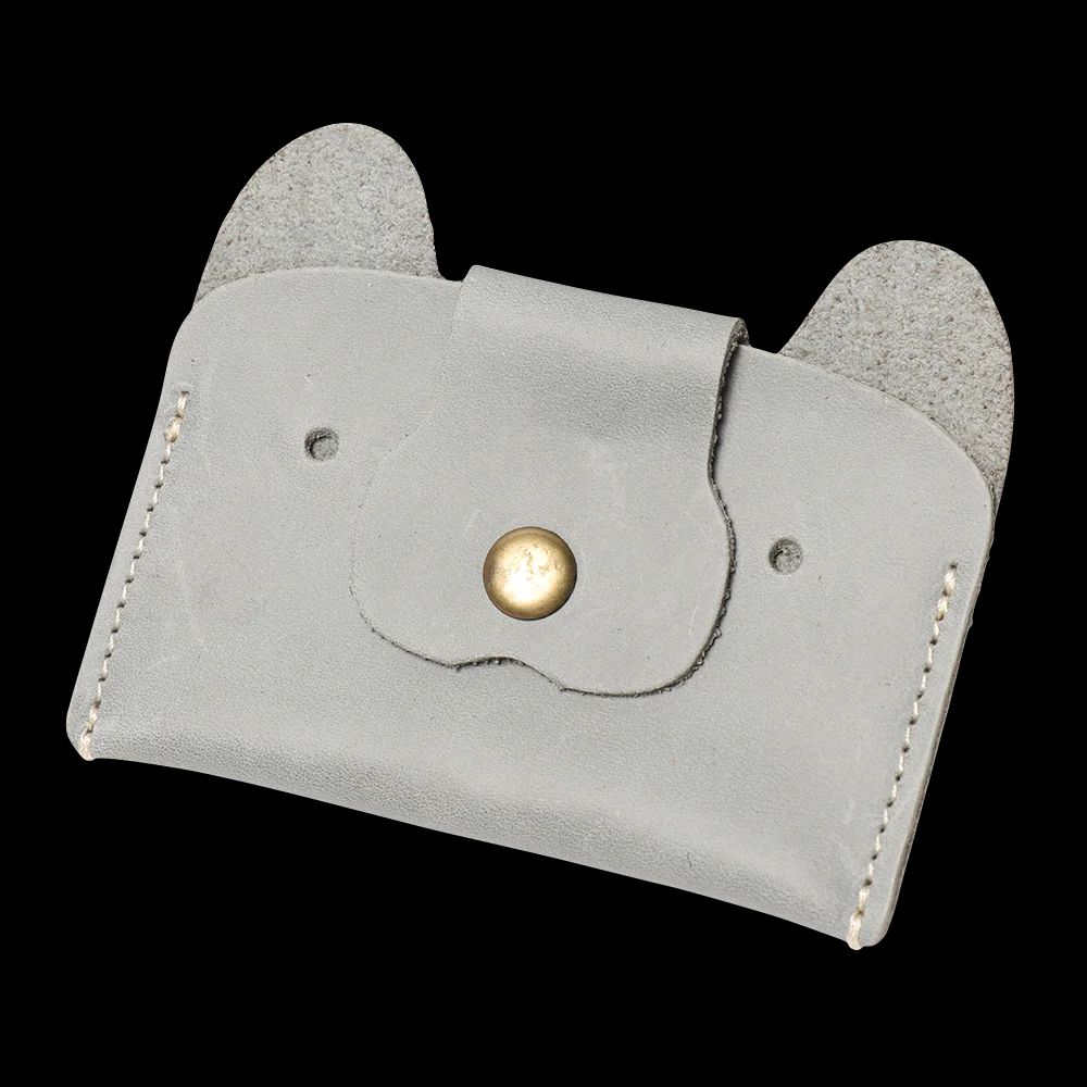 Top Grain Leather Puppy Wallet Card Holder For ID And Cash 10