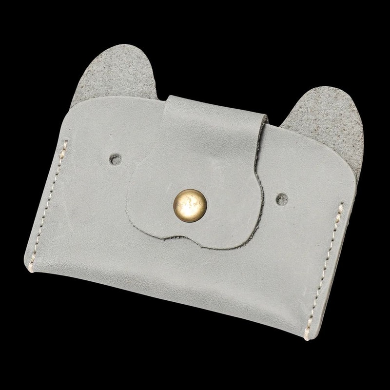 Top Grain Leather Puppy Wallet Card Holder For ID And Cash 10