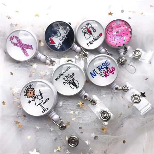 Cute Cartoon nurse badge reel Retractable Badge Holder for Doctors, Nurses & Students