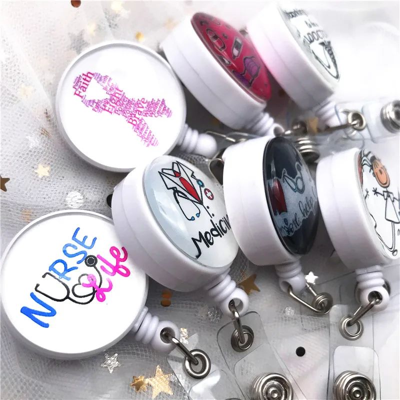 Cute Cartoon Nurse Badge Reel Retractable Badge Holder For Doctors Nurses Students 4