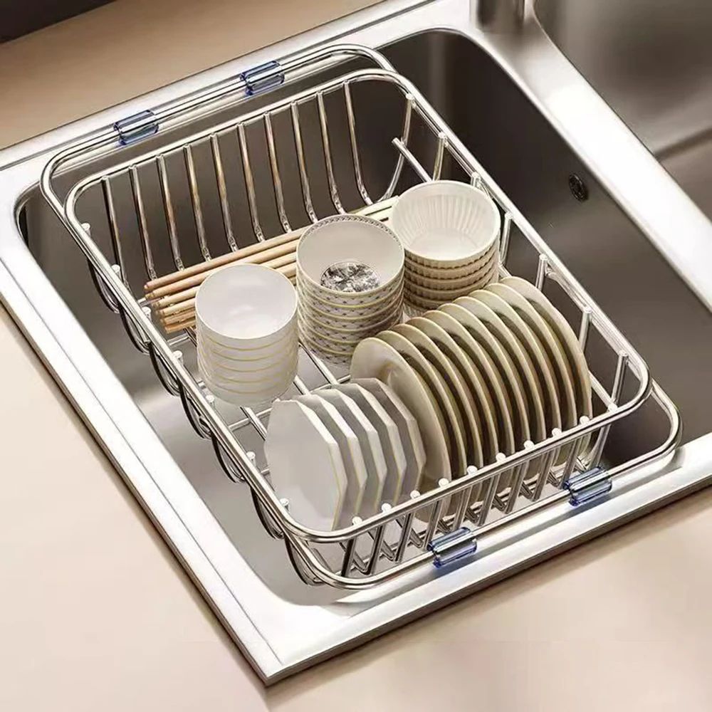 Extendable Stainless Steel Telescopic Sink Drain Rack Organizer 3
