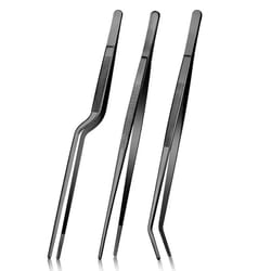 precisiongrip cooking tweezers set – 3-piece stainless steel chef tweezers for bbq, plating & food styling