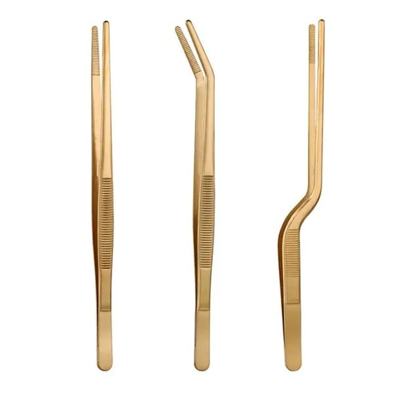 PrecisionGrip Cooking Tweezers Set 3Piece Stainless Steel Chef Tweezers For BBQ Plating Food Styl 4