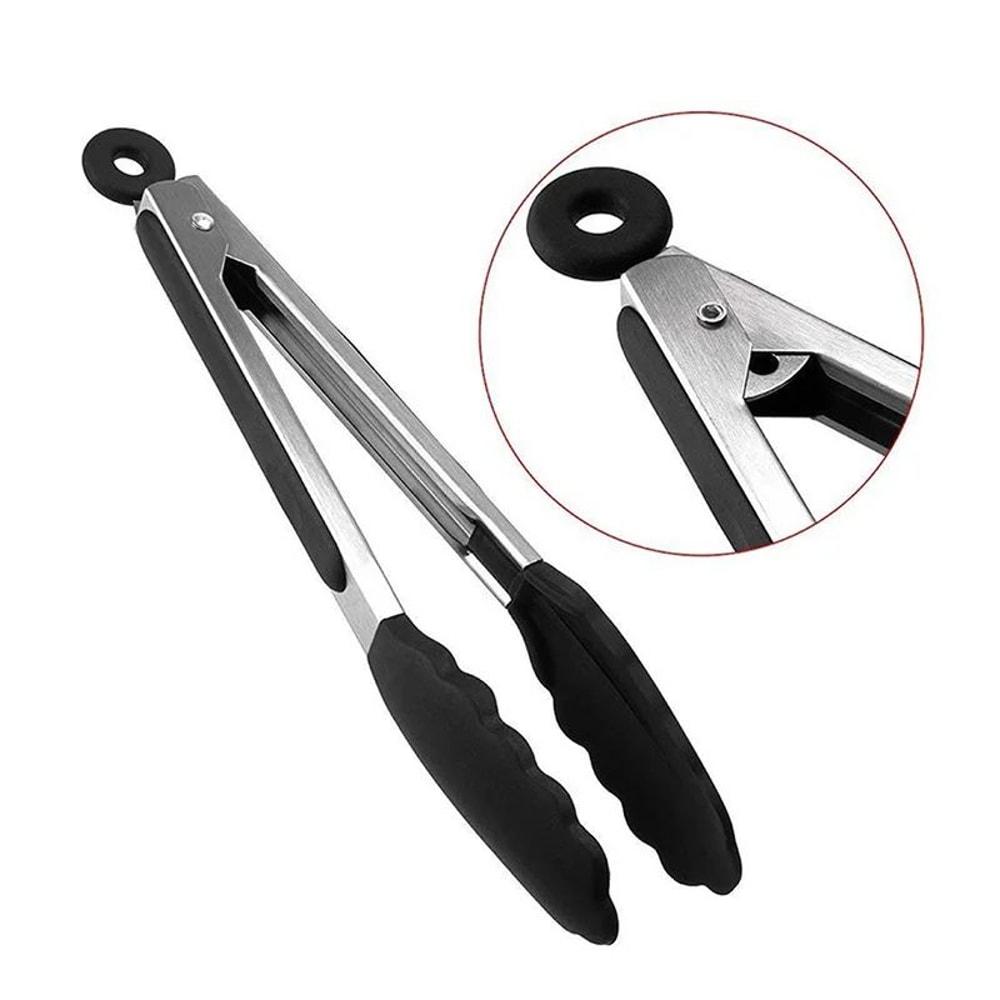 HeatResistant Silicone Kitchen Tongs NonSlip BBQ Grill Salad Serving Tongs 4