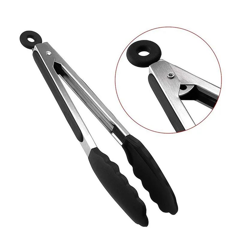 HeatResistant Silicone Kitchen Tongs NonSlip BBQ Grill Salad Serving Tongs 4
