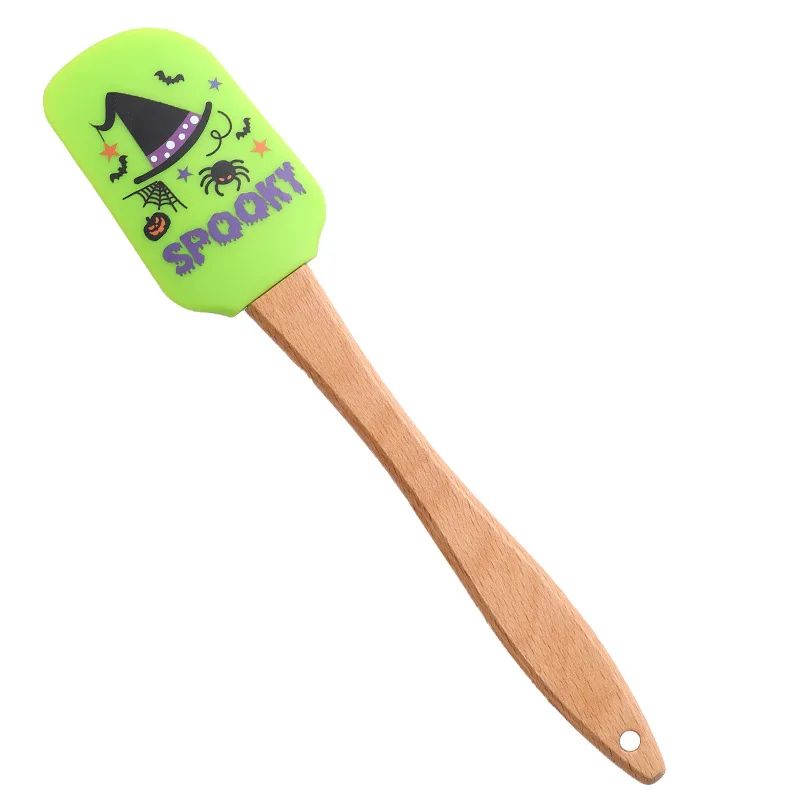 Halloween Silicone Baking Spatula Heat Resistant NonStick Scraper With Wooden Handle 7