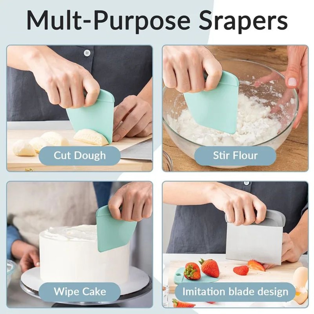 2in1 Stainless Steel Dough Scraper Pastry Scraper Set For Effortless Baking 3