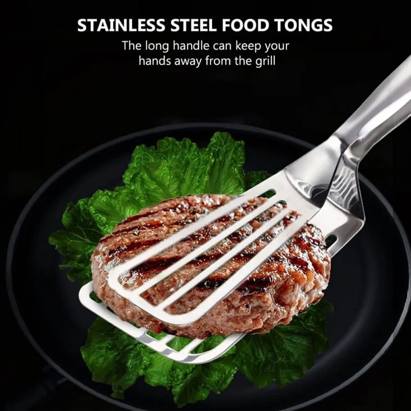Premium Stainless Steel Kitchen Tongs Heat Resistant Grill MultiPurpose Cooking Tool 3