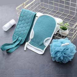 soft exfoliating bath gloves & back scrubber set for smooth, radiant skin