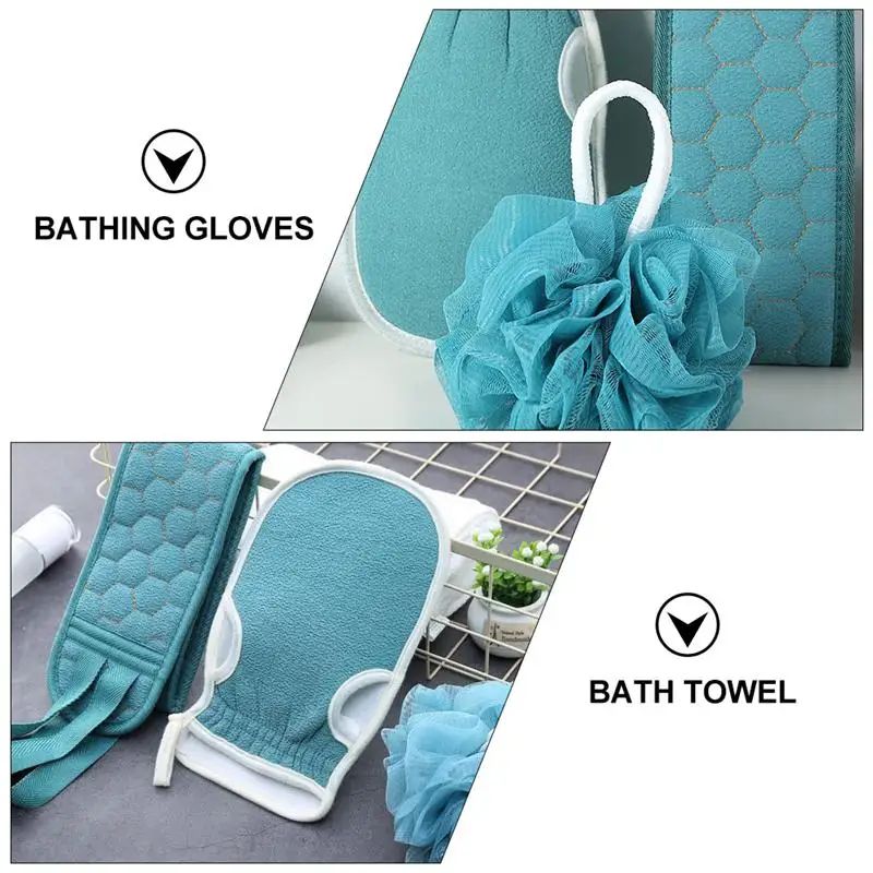 Soft Exfoliating Bath Gloves Back Scrubber Set For Smooth Radiant Skin 4