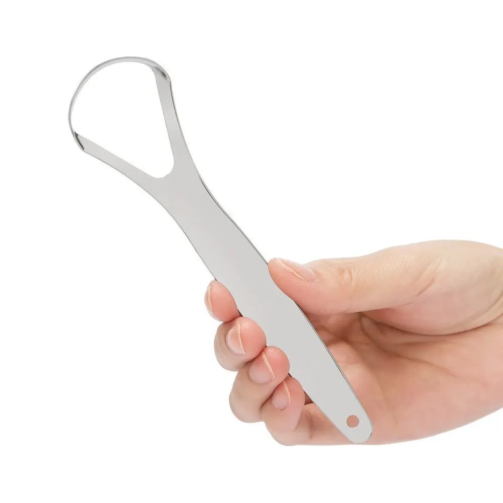 Portable Stainless Steel Tongue Scraper For Bad Breath Reusable Metal Tongue Cleaner 0