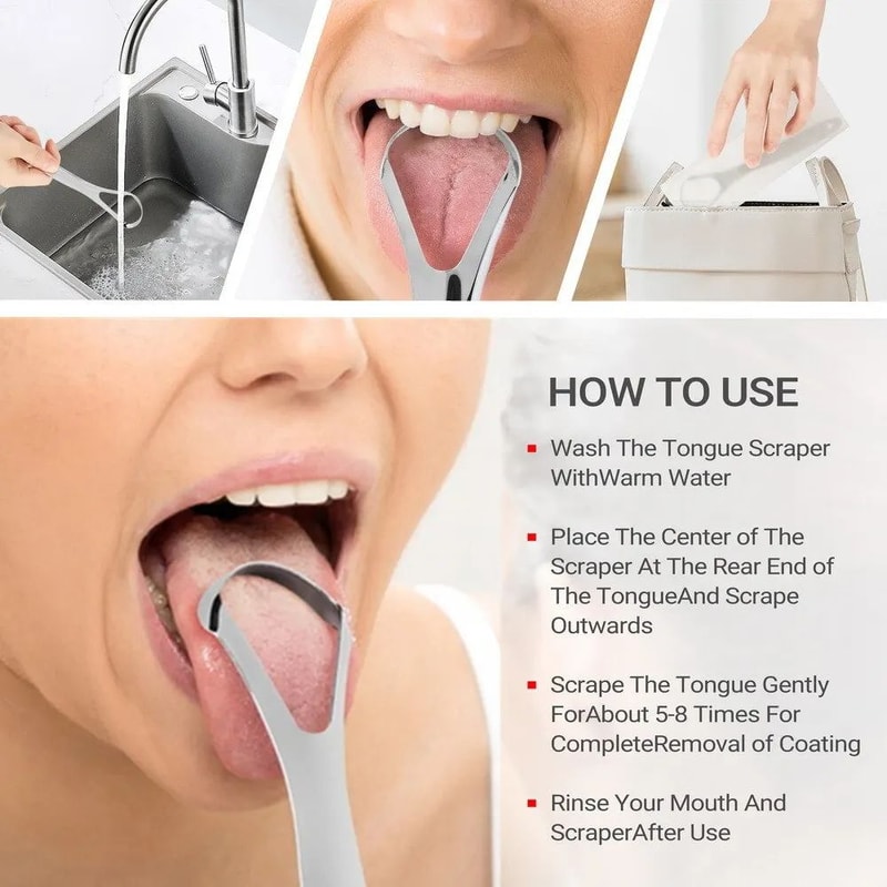 Portable Stainless Steel Tongue Scraper For Bad Breath Reusable Metal Tongue Cleaner 1