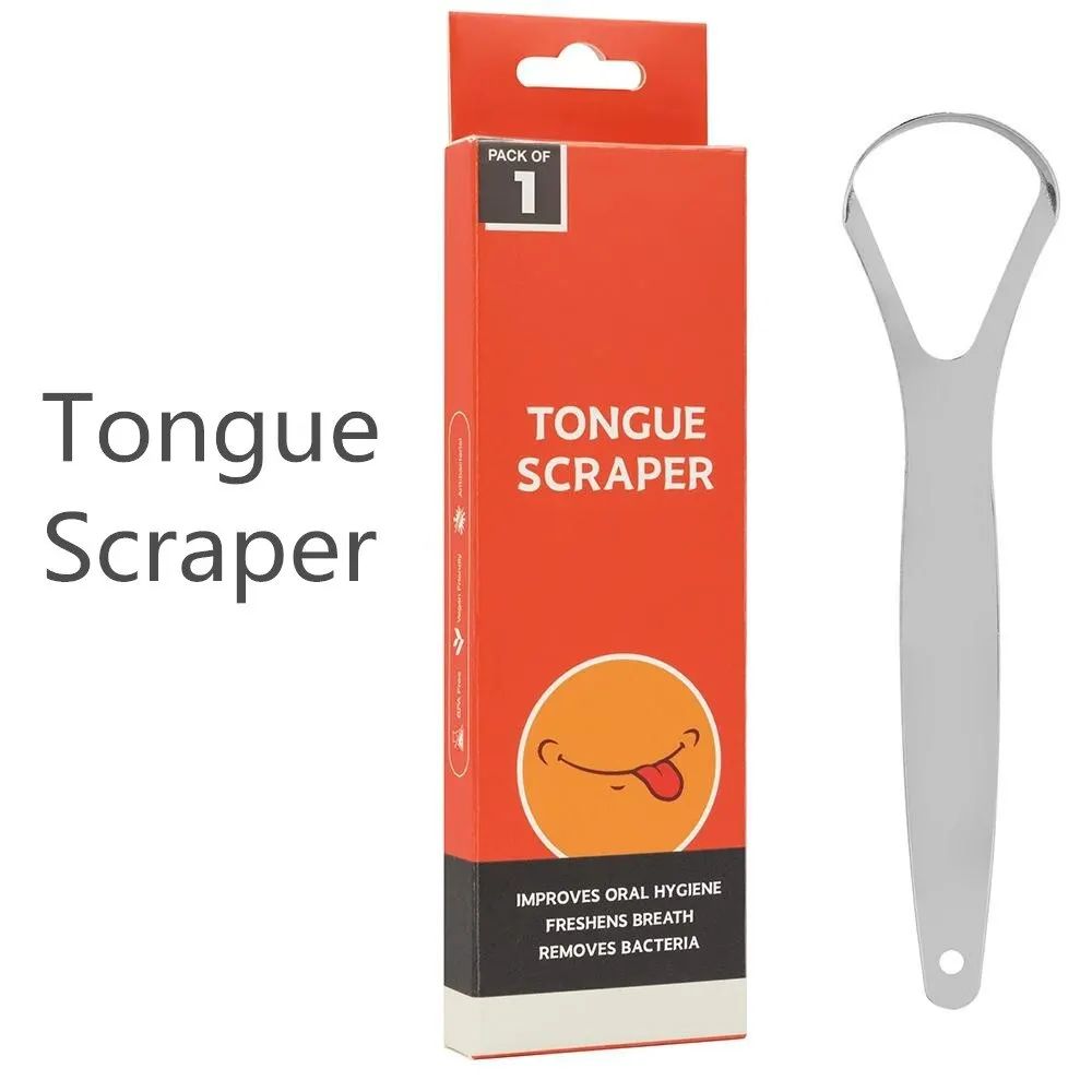 Portable Stainless Steel Tongue Scraper For Bad Breath Reusable Metal Tongue Cleaner 3