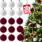 Luxury Velvet Christmas Ball Ornaments Red White Flocked Tree Decorations Set 0
