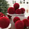 Luxury Velvet Christmas Ball Ornaments Red White Flocked Tree Decorations Set 1