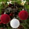 Luxury Velvet Christmas Ball Ornaments Red White Flocked Tree Decorations Set 3