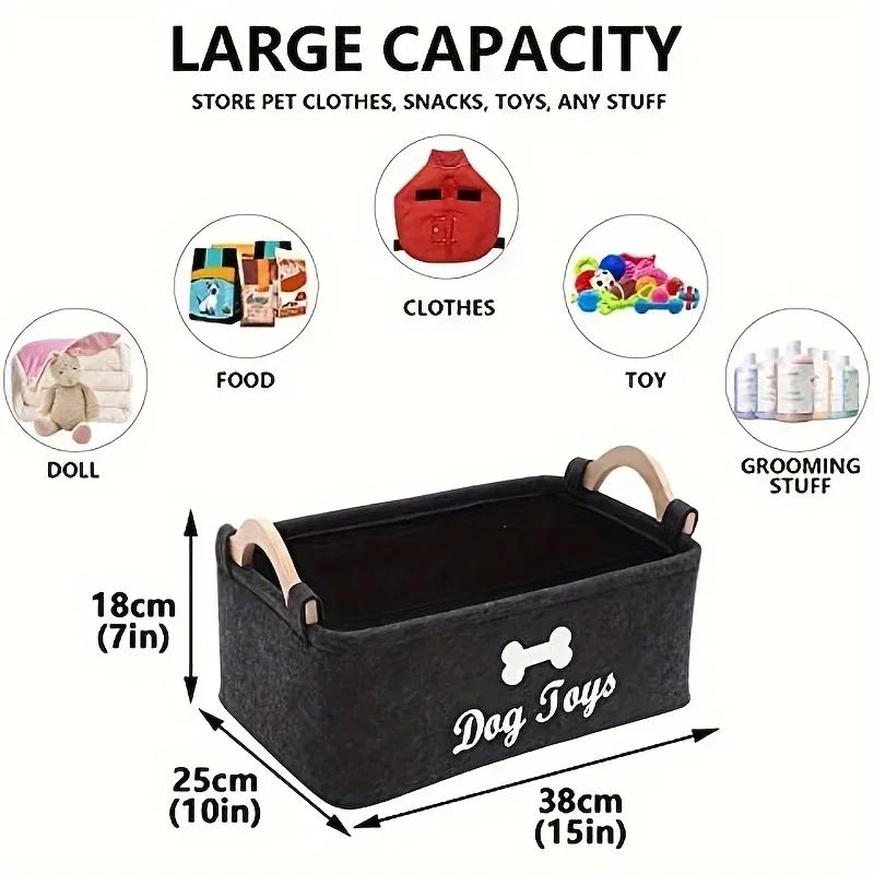 SoftFold Felt Pet Toy Storage Box Stylish Dog Toy Organizer Durable Storage Basket 1