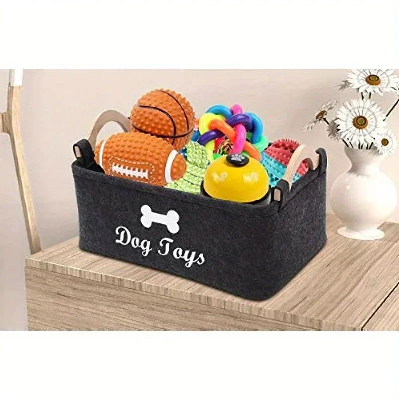 SoftFold Felt Pet Toy Storage Box Stylish Dog Toy Organizer Durable Storage Basket 2