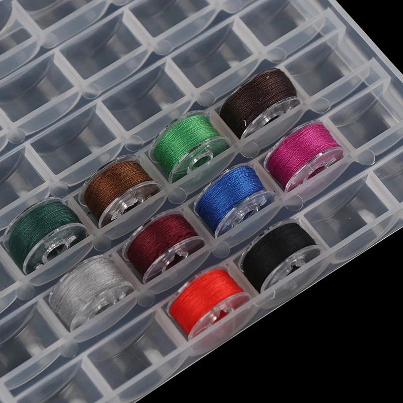 25Slot Bobbin Organizer Box Clear Sewing Machine Bobbin Case 0