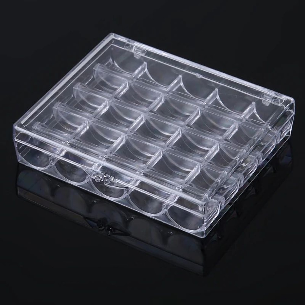 25Slot Bobbin Organizer Box Clear Sewing Machine Bobbin Case 4