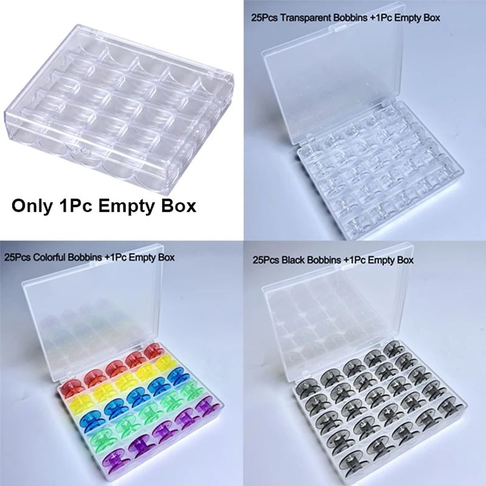 25Slot Bobbin Organizer Box Clear Sewing Machine Bobbin Case 5