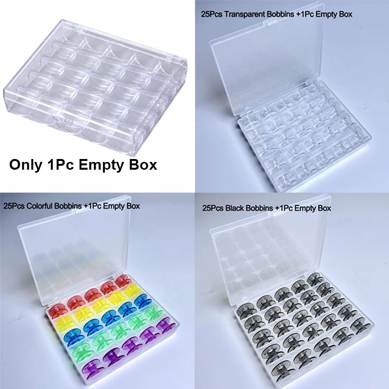 25Slot Bobbin Organizer Box Clear Sewing Machine Bobbin Case 5