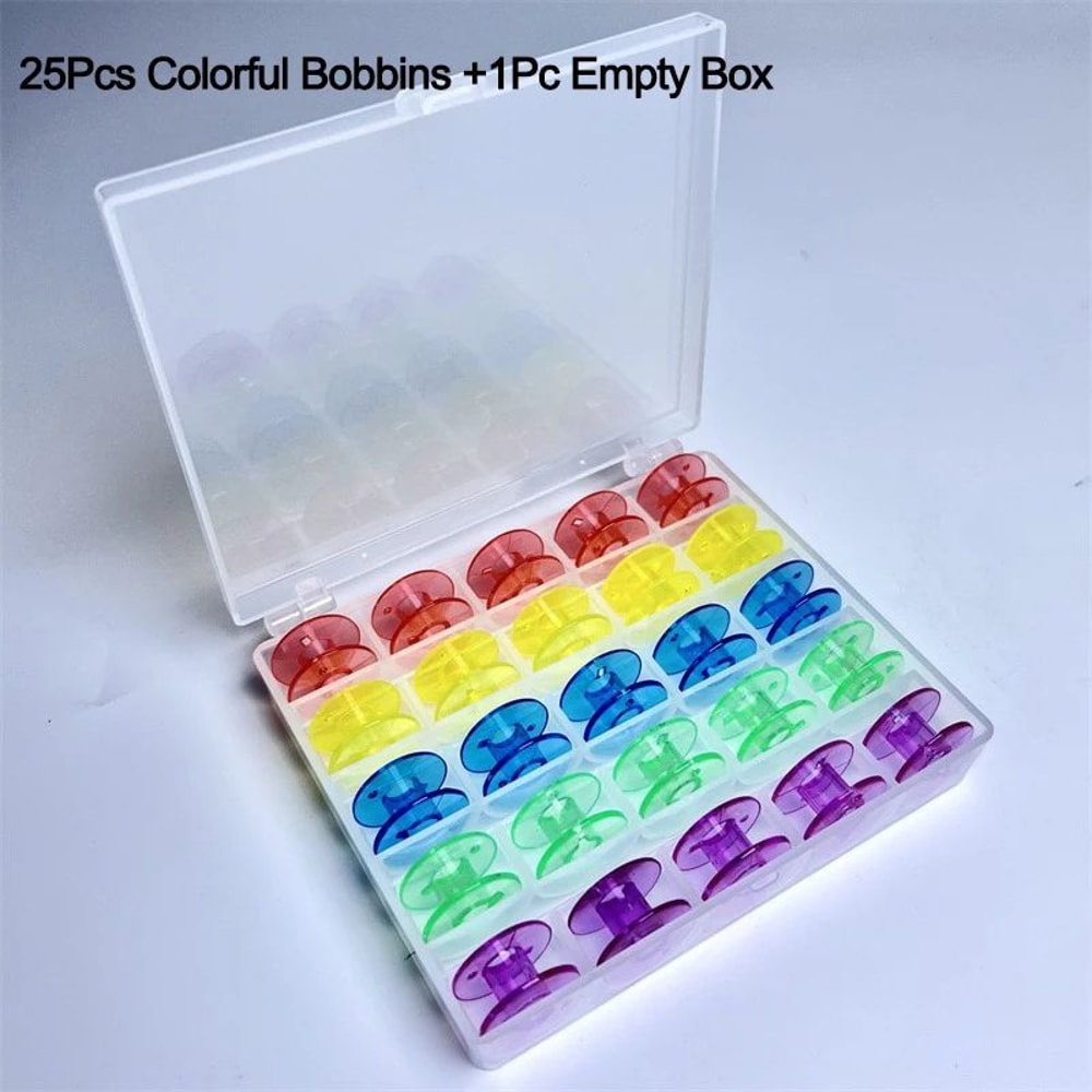 25Slot Bobbin Organizer Box Clear Sewing Machine Bobbin Case 7