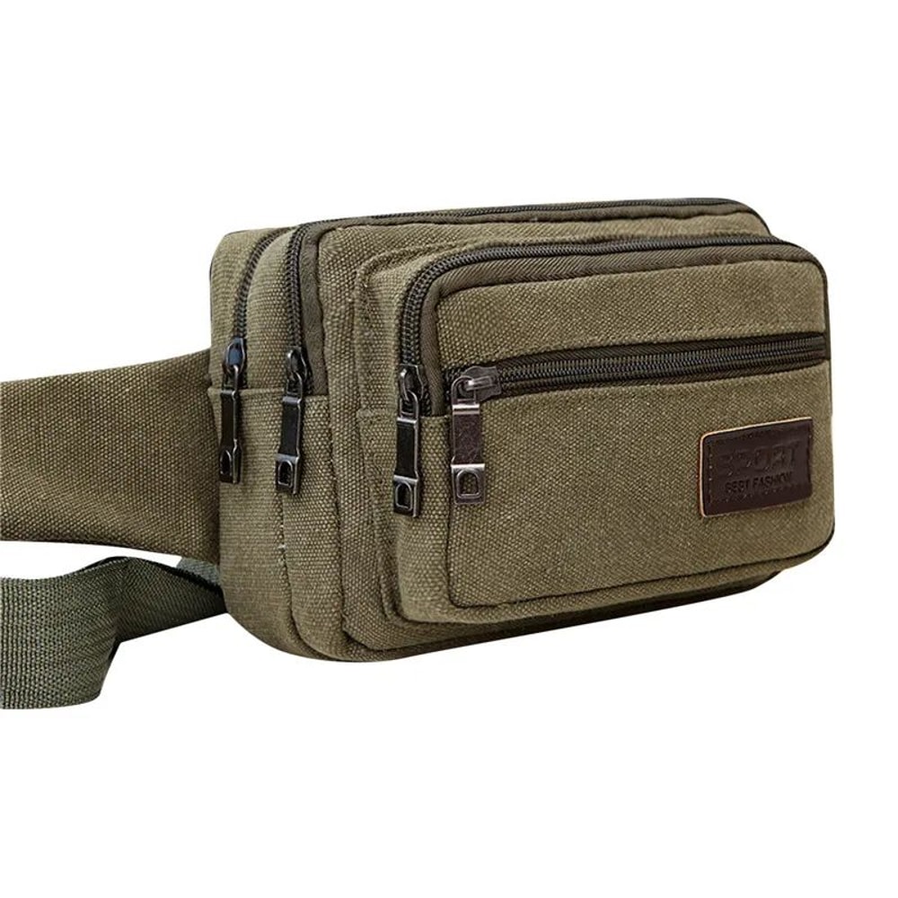 Rugged Canvas Waist Bag For Men Durable Outdoor Sports Waist Pack With Large Capacity 10