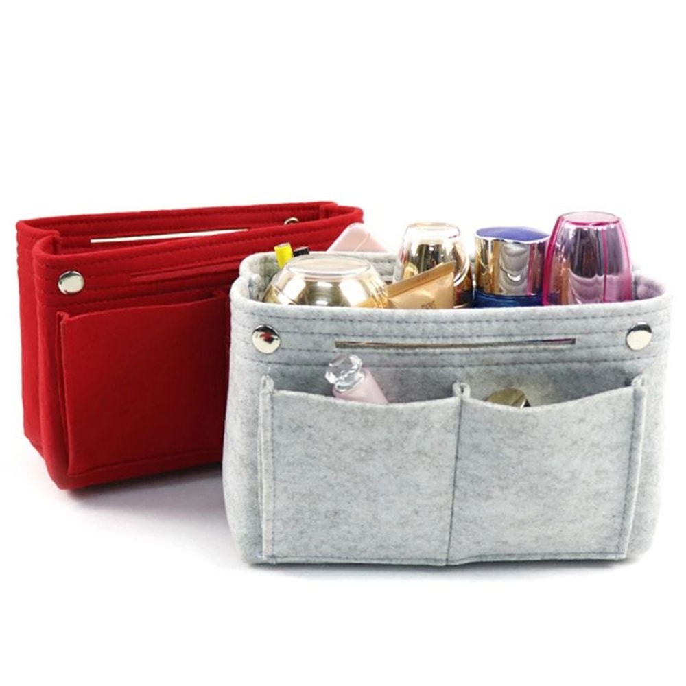 MultiCompartment Makeup Bag Organizer Portable Travel Cosmetic Bag Purse Insert Organizer 0