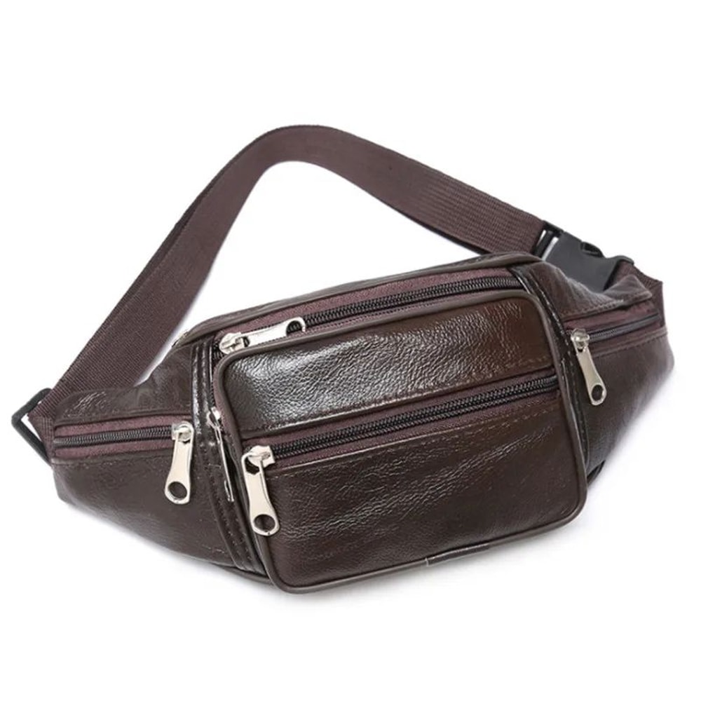 UrbanFlex Mens Leather Waist Bag PU Leather Fanny Pack Belt Bag For Travel 3
